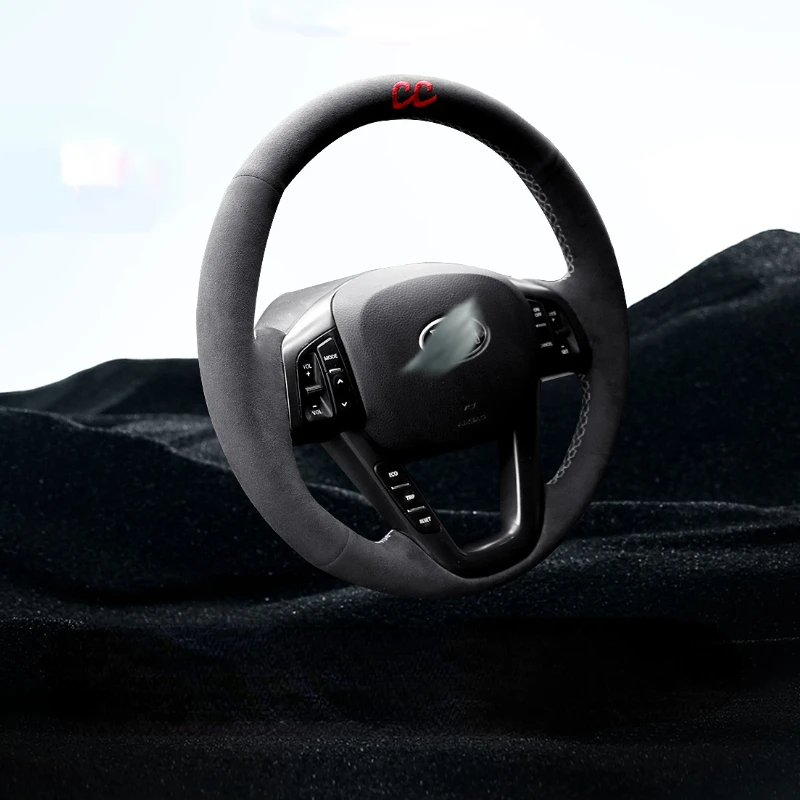 

For Kia k3 sportage k5 k2 forte cerato kx3 k4 DIY Customized Alcantara hand sewn steering wheel cover car interior
