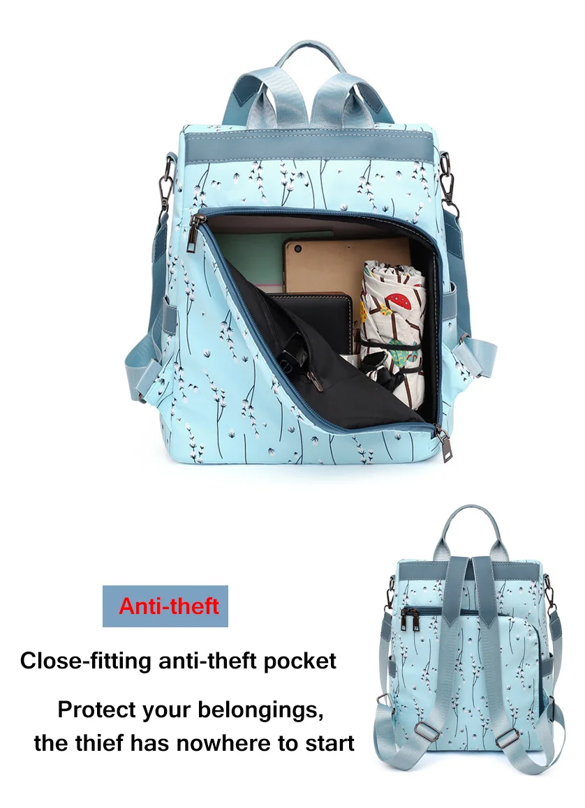 Fashion Flower Print Women Backpack Female Anti-theft Backpacks Casual Ladies School Bag High Quality Large Capacity Backpack