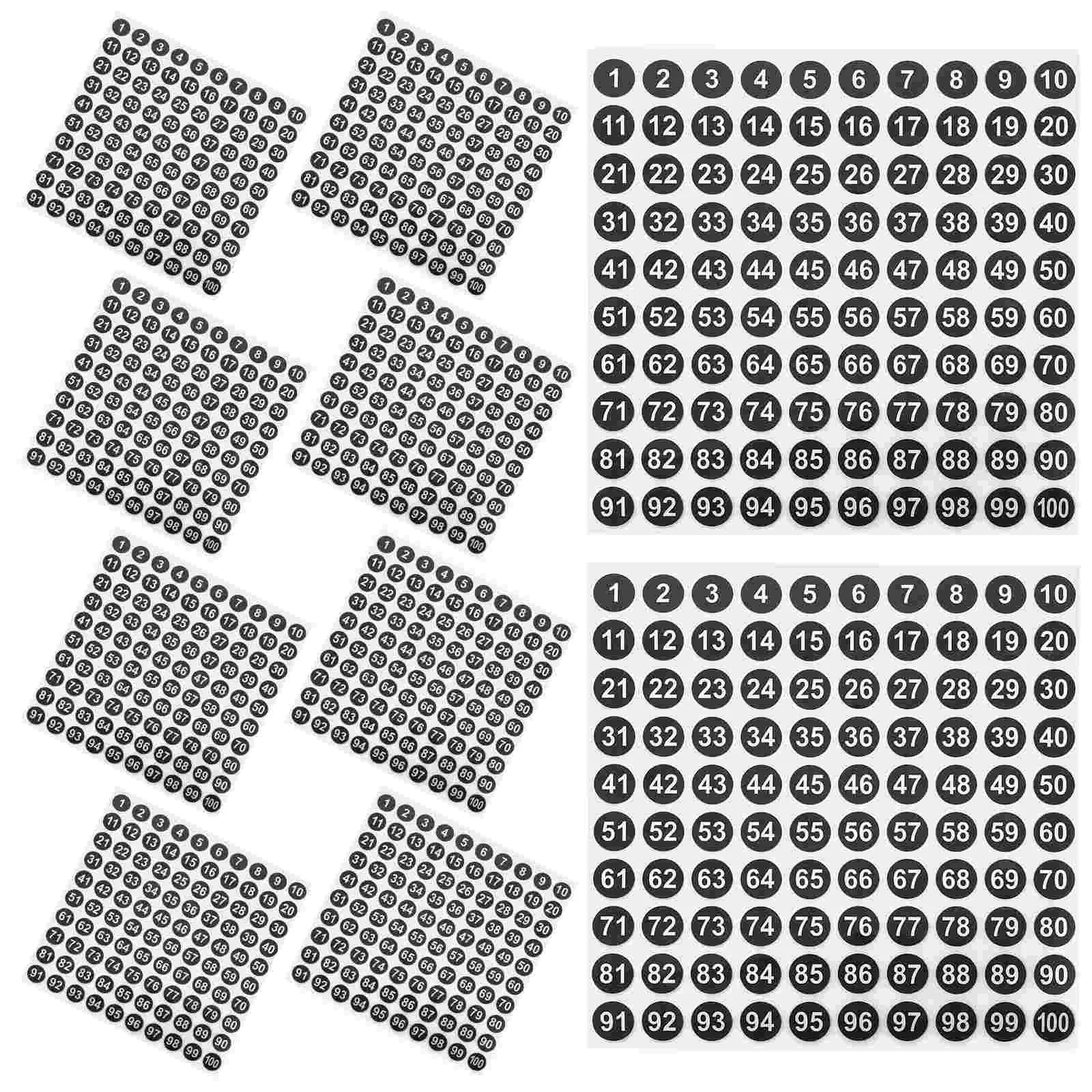 50 Sheets Round Number Stickers Numbers Waterproof Serial Sign for Classroom Copper Plate Office