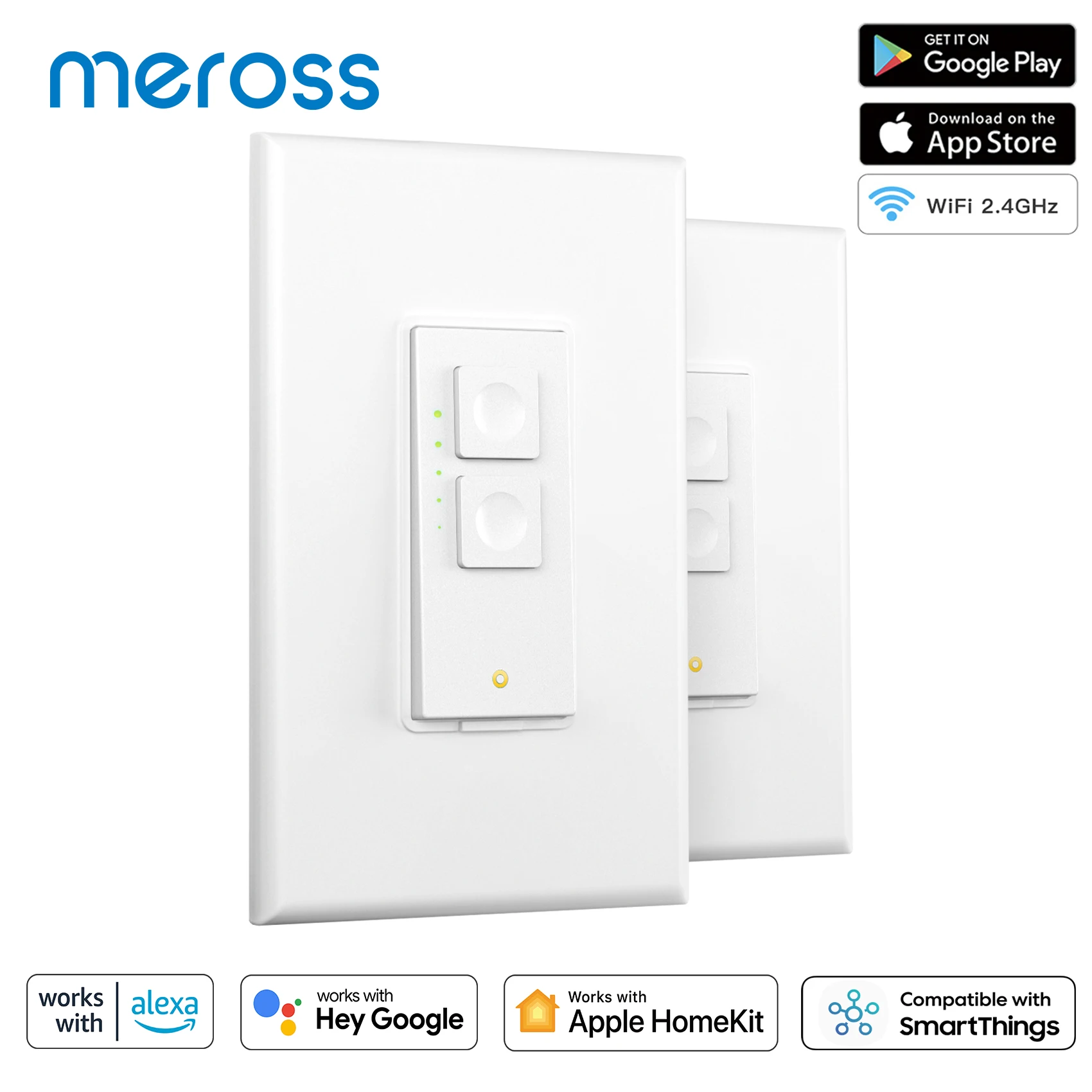 meross Interruptor inteligente de 3 vías, interruptor de luz inteligente  compatible con Apple HomeKit, Siri, Alexa, Google Assistant y SmartThings