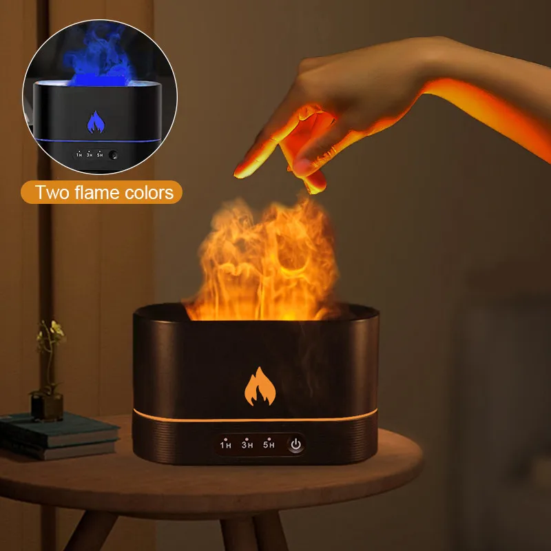 

Z4 USB Simulation Flame Night Light with 250ML Water Tank Humidifier Aroma Diffuser for Home Office Bedroom Atmosphere Desk Lamp
