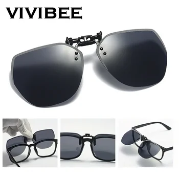 VIVIBEE 남성용 운전 클립 선글라스, 근시 안경용 편광 선글라스, 여성용 사각 야간 투시경, 낚시 UV400 선글라스