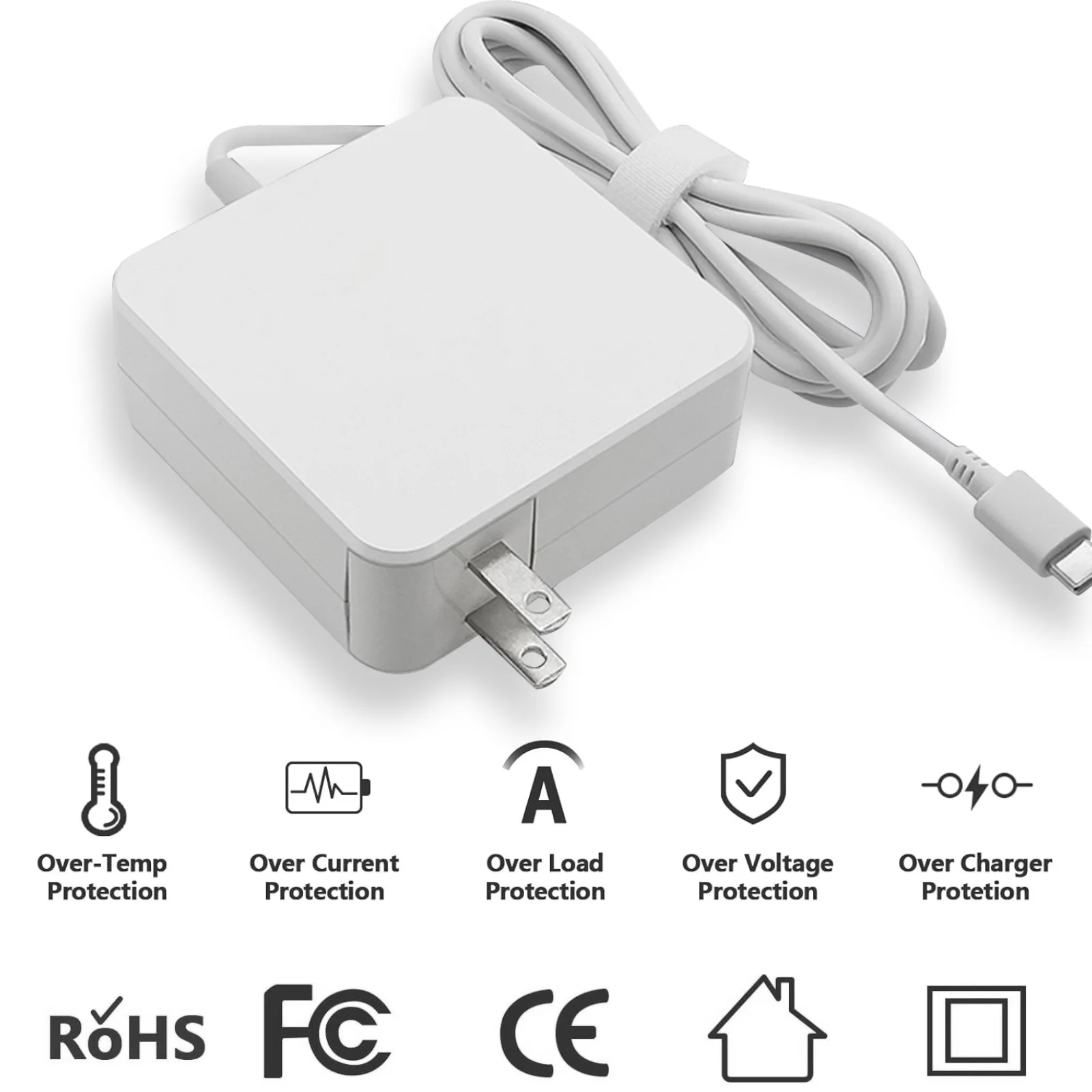 USB C Laptop Power Adapter 65W PD Wall Charger For MacBook Dell Lenovo Huawei HP Notebook