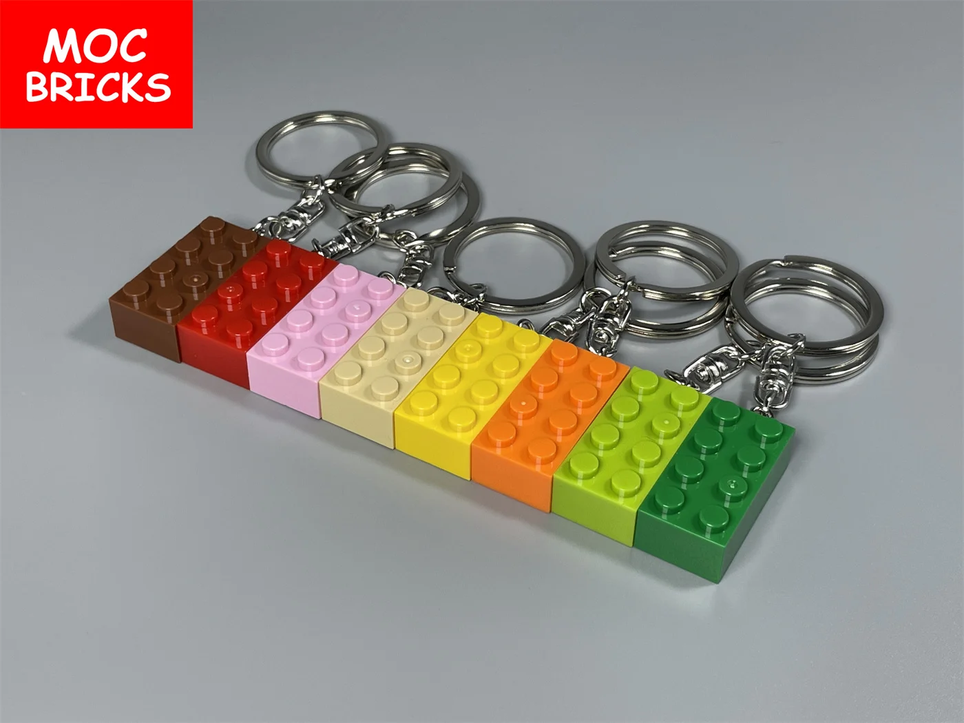 MOC Bricks Colorful Brick 2X4 Keychain Keyring DIY Educational Building