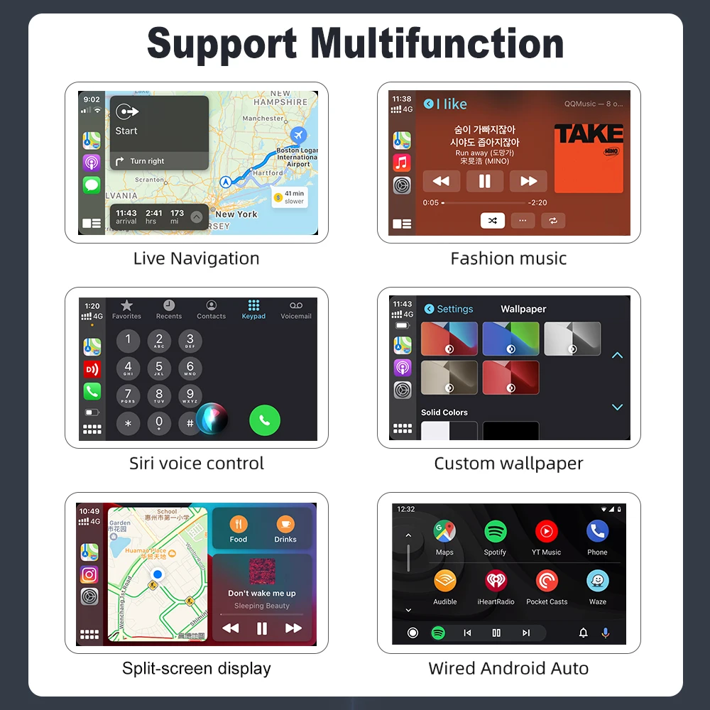 Carlinkit  ȵ̵ ڵ ī÷ , ȵ̵ ý ȭ, Ʈ ũ,  ̷ ũ, IOS 14 ,  ø