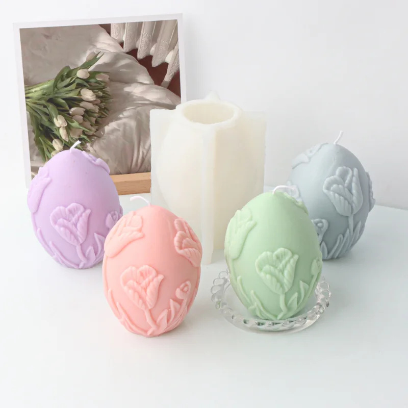 

3D Morning Glory Relief Egg Silicone Candle Mold Flower Soap Resin Plaster Making Set Chocolate Ice Mould Home Decor Cute Gifts