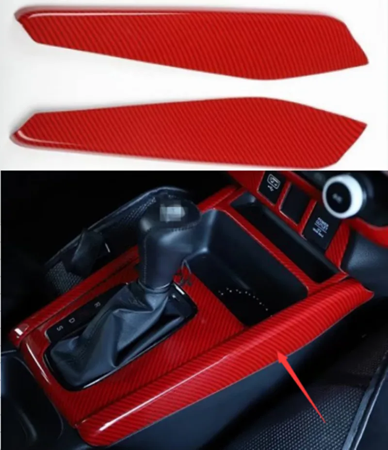 

2x углеродное волокно/Красный ABS автомобильный переключатель передач Боковая крышка отделка наклейка подходит для Honda Fit 2021-2022