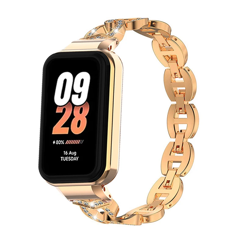 Per Xiaomi Mi Band 8 Active Metal Strap Case Protector Per Xiaomi Mi Band 8 Active Diamond Bracciali Miband 8 Active Watchband