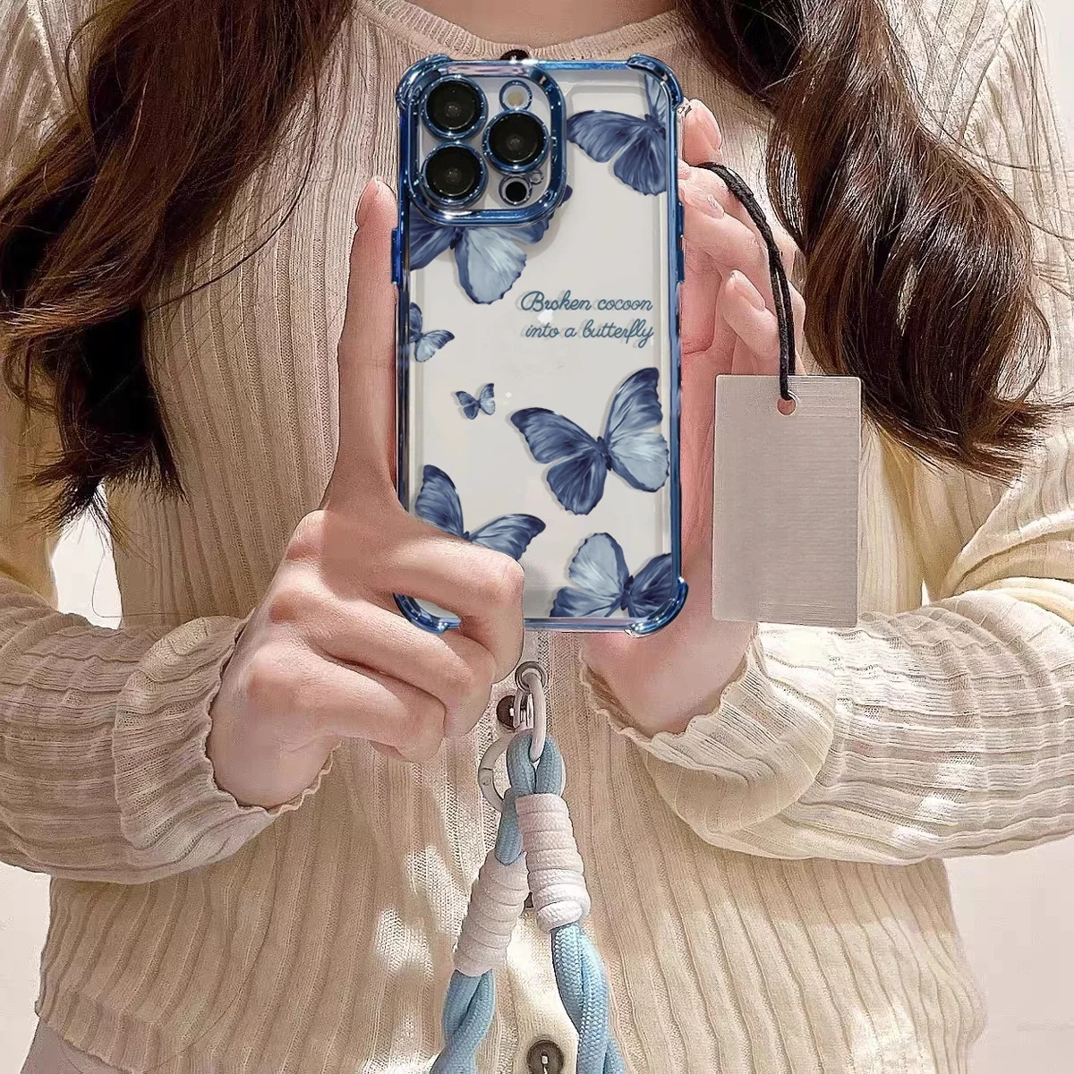 Butterfly Design Phone Case with Strap Cover