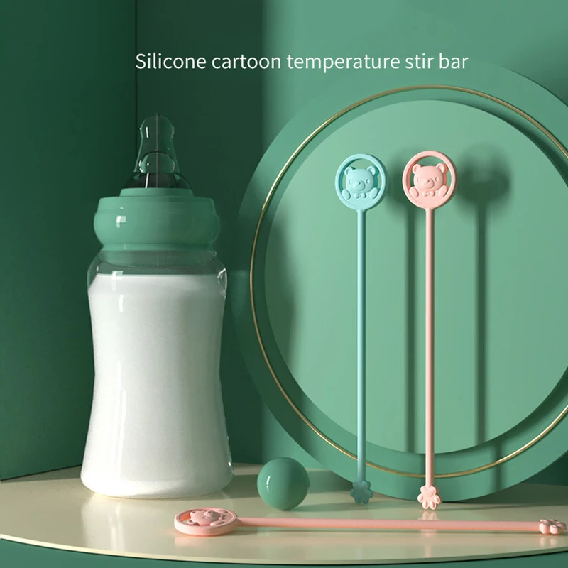 Cute Silicone Claw Mixer Stick With Extended Cartoon Handle Baby's Temperature Sensing Stirring Rod For Milk Powder Bottle