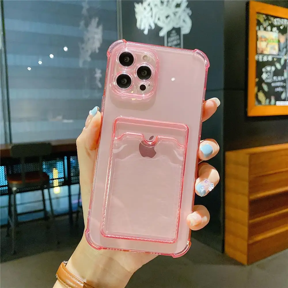 Clear Shockproof Wallet Cover with Transparent Card Slot and Bag Holder