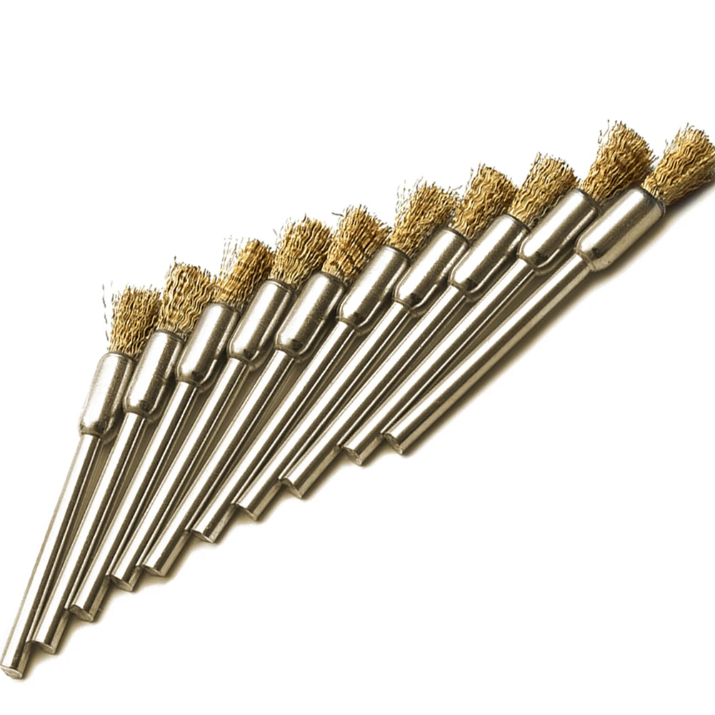 

15pcs 5mm Shank Brass Wire Brushes Set Polishing Wheel Brush Abrasive Tool For Dremel Rotary Tool Polishing Metal Rust Removal