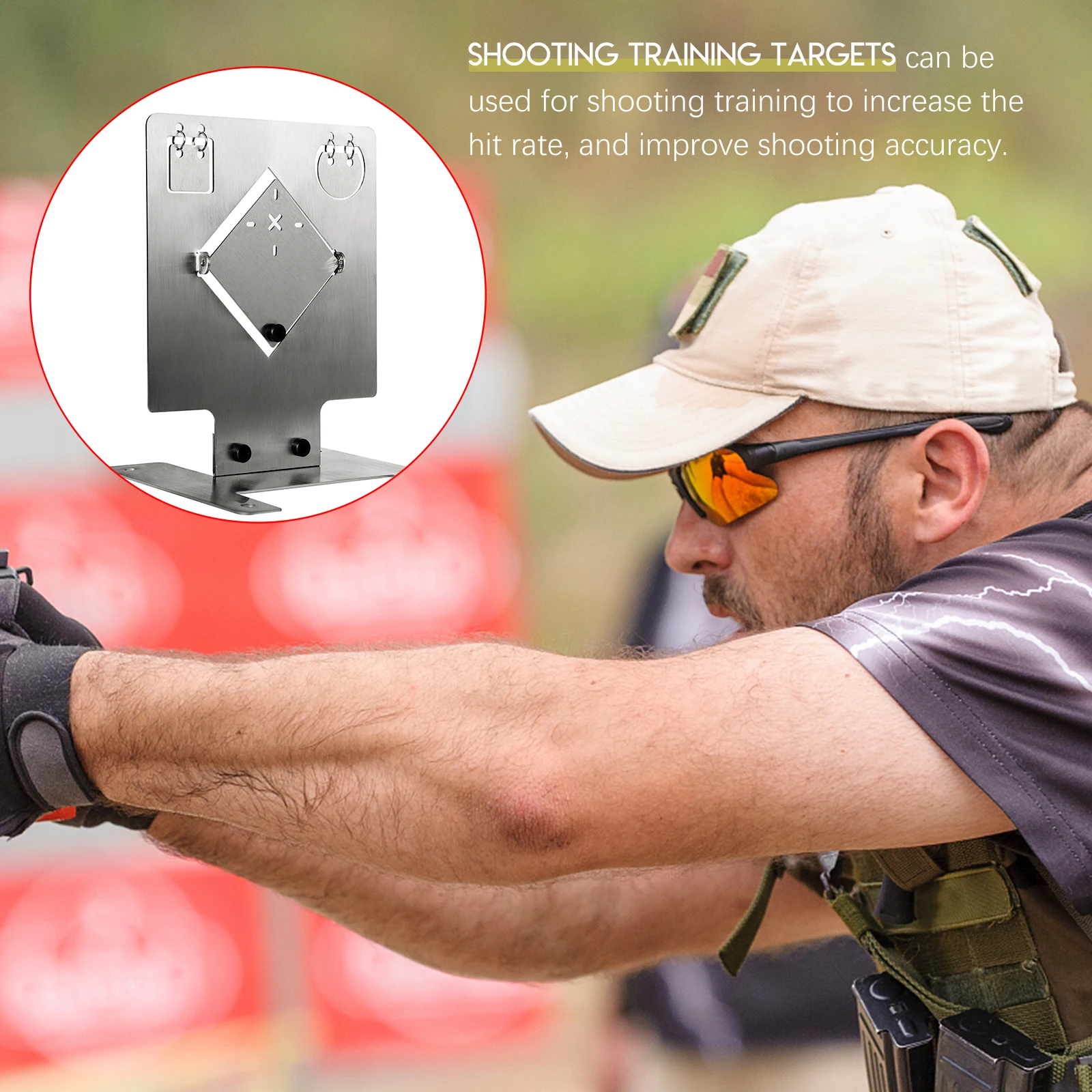 

Stainless Steel Shooting Training Target All-Metal Frame Practice Target Automatic Rebound Easy Storage Outdoor Hunting Tool