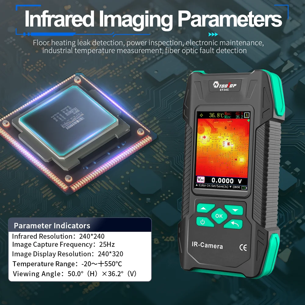 High Precision Infrared Thermal Imager ISR 240*240 Thermal Imaging Camera Magnetic Macro Lens for PCB Circuit HVAC Pipe Inspect