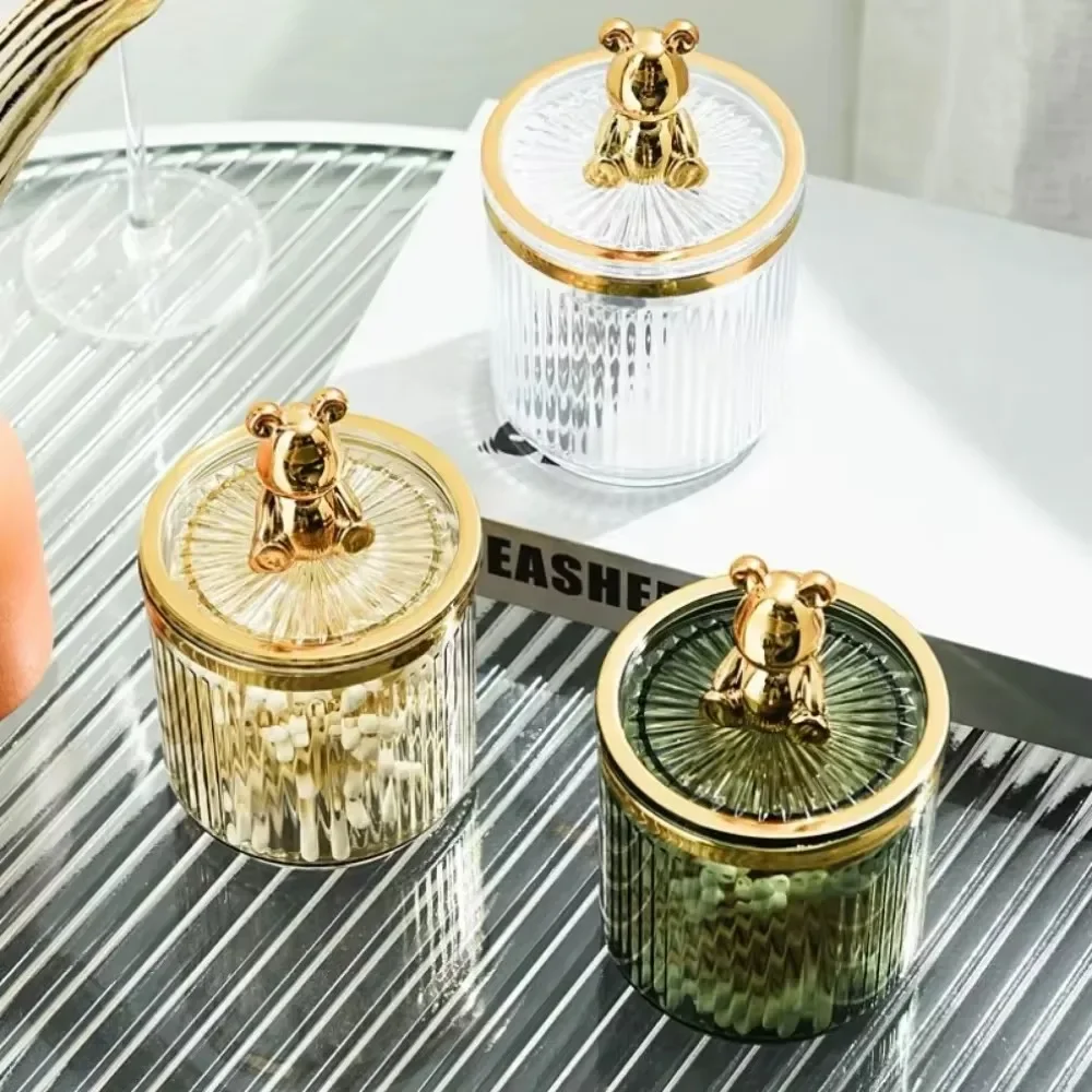 Cute Bear Cotton Pad Holder Cotton Swab Rod Storage Box Cosmetics Jewelry Bathroom Qtip Makeup Container Lipstick Organizer Box 5