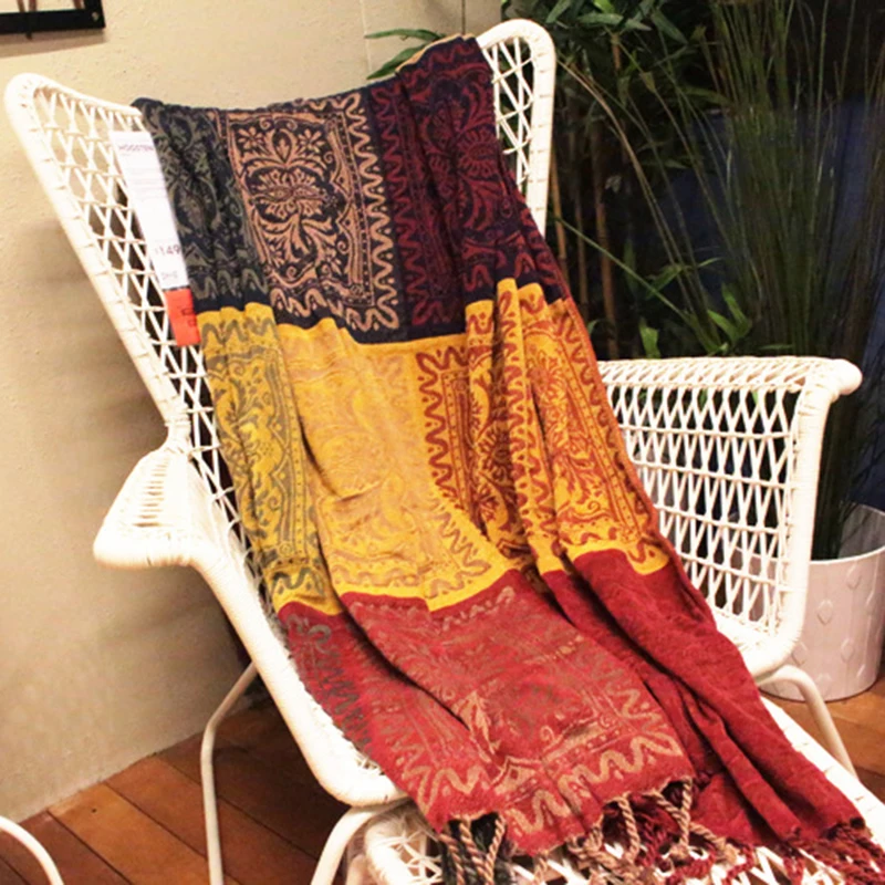 담요 지중해 미국 셔닐 실 소파 쿠션 다채로운 보헤미안 셔닐 실 Plaids 소파 술과 대형 Cobertor 담요