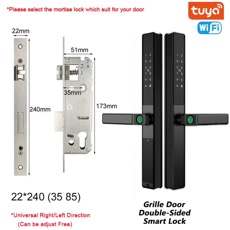 قفل باب ذكي بصمة تويا مقاوم للماء