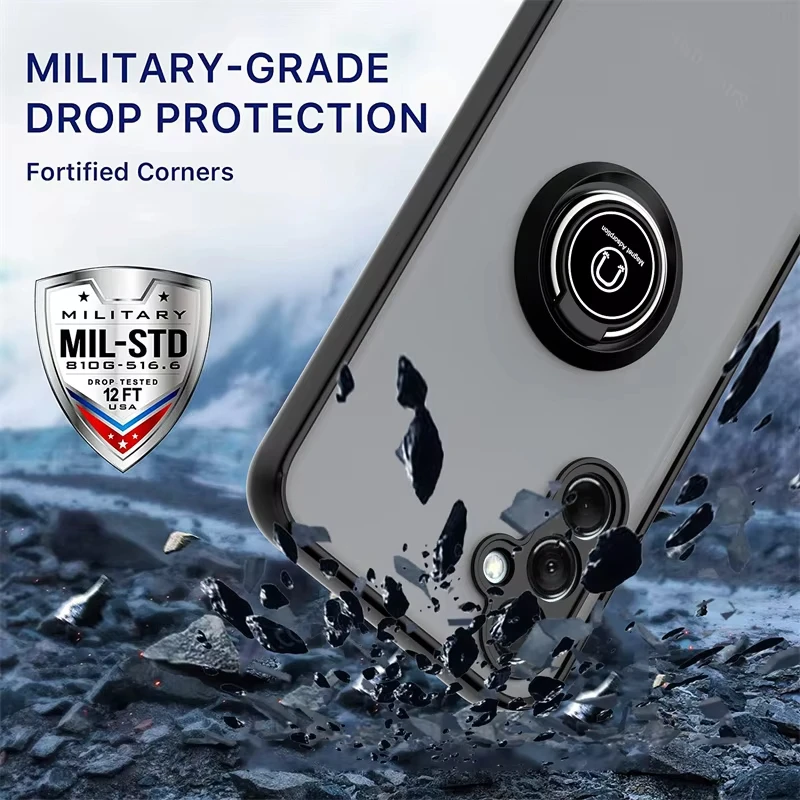 Shockproof Phone Case with Ring Stand Holder and Enhanced Protection