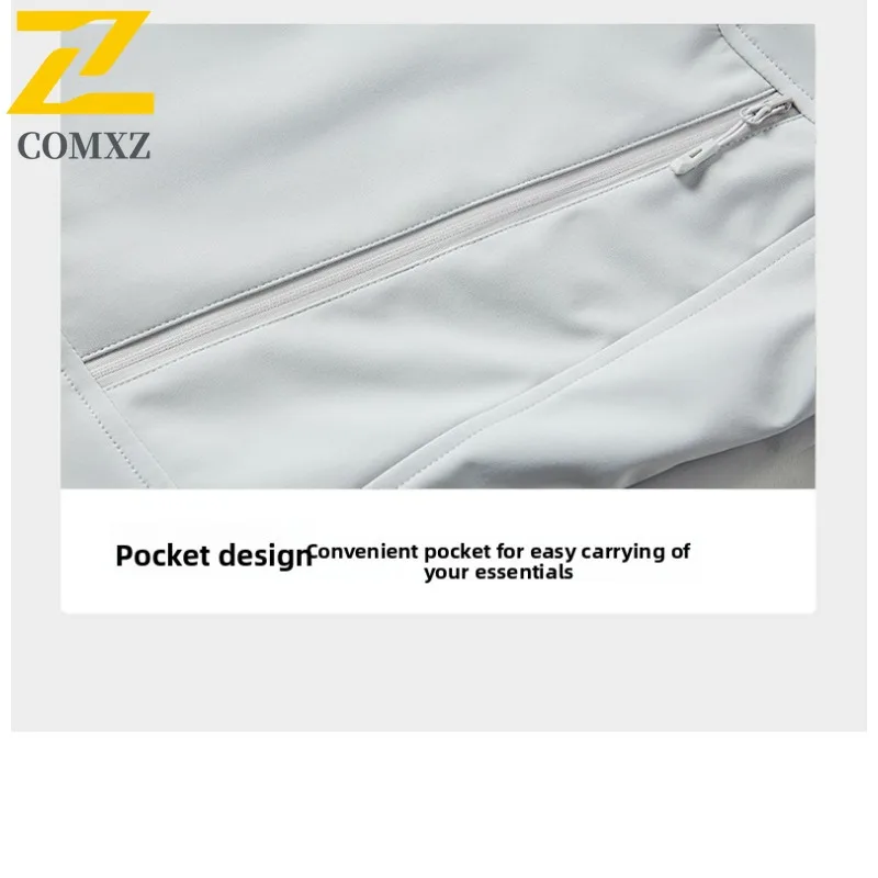 COMXZ Trench Coat Soft Shell Classic Windproof Climbing Camping Chaqueta Hiking Waterproof Lightweight Versatile Men's Outerwear