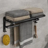 Multifunctional Aluminum Foldable Towel Rack Wall-Mounted Bathroom Item Shelf Suitable for Shower Rooms Bathroom Accessories 2