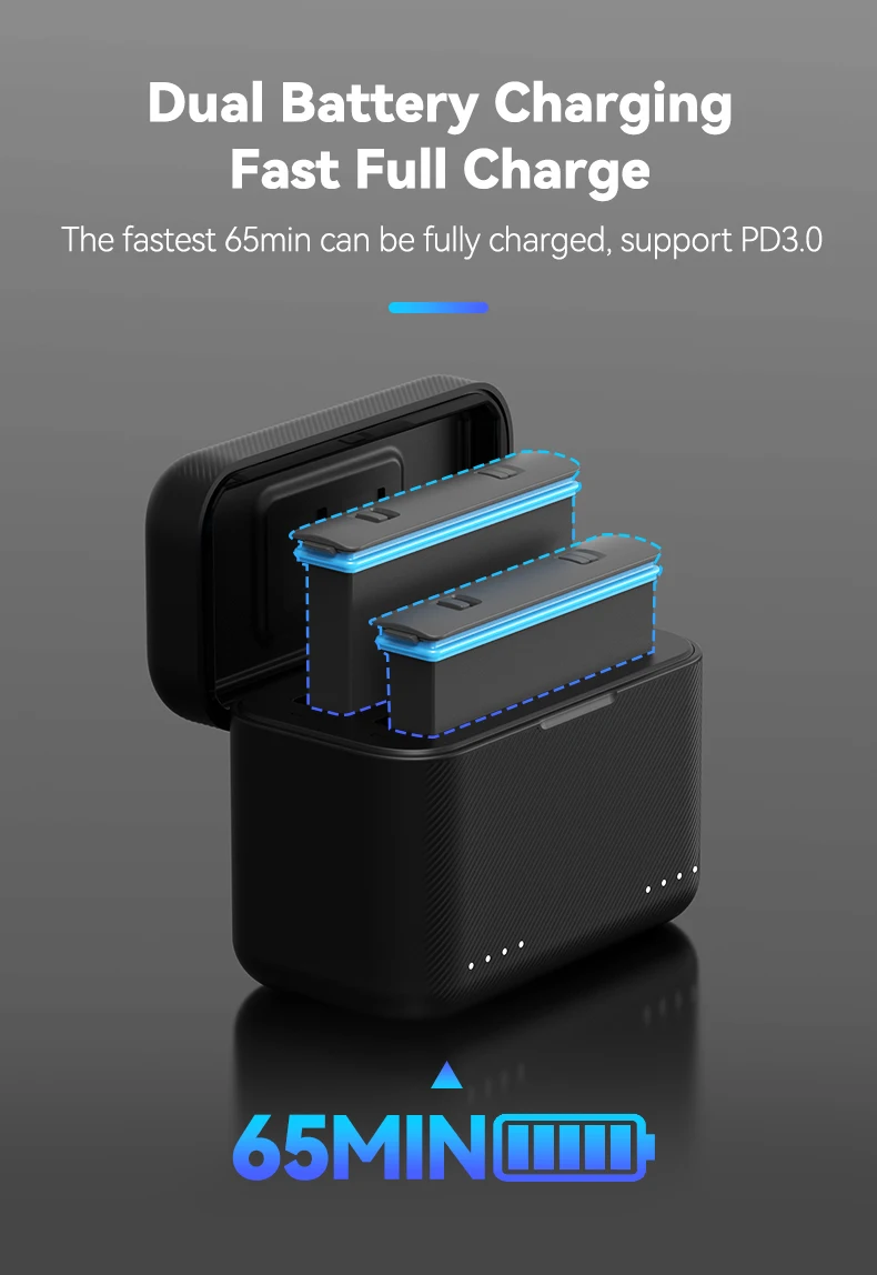 TELESIN For X3 X4 Battery Charger Portable Charging Case TF Card Storage Box Ch