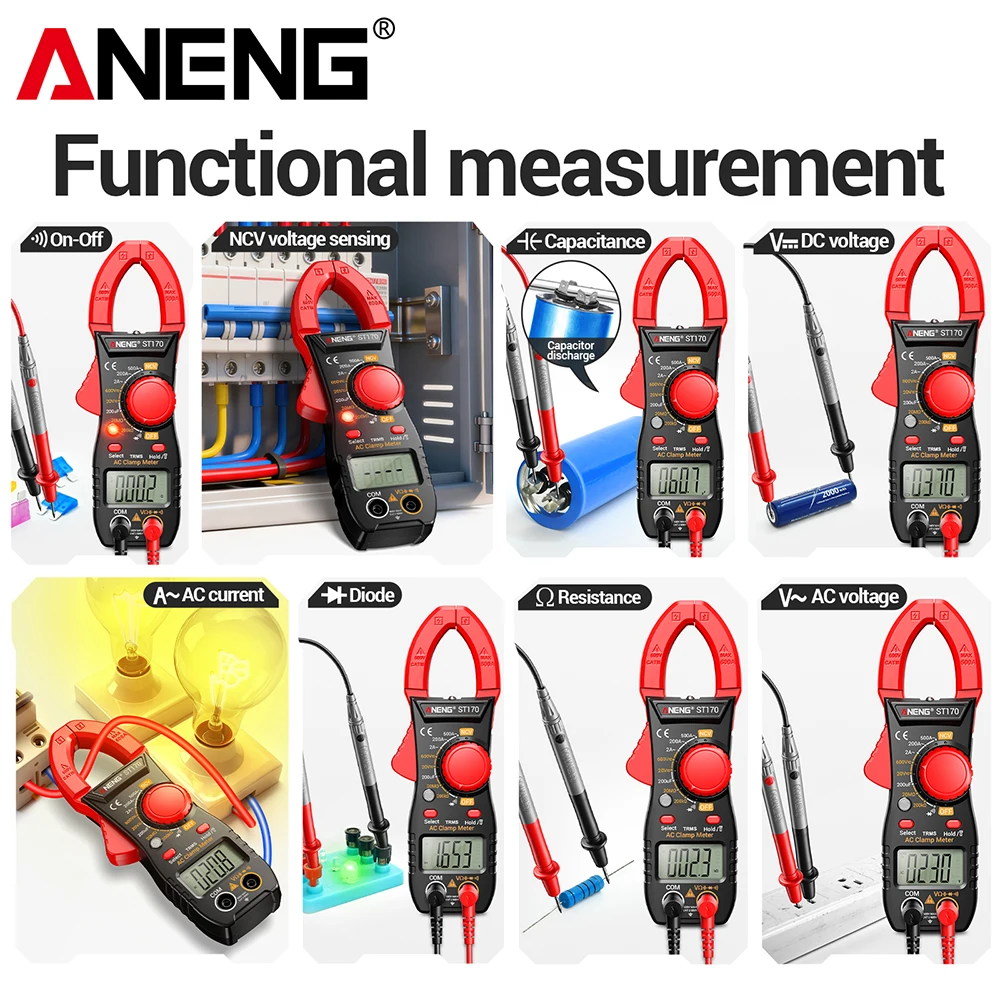 Car Repair Clamp Meter 1999 Counts professional ANENG ST170 multimeter AC/DC Voltage Tester Capacitance NCV electricians tools