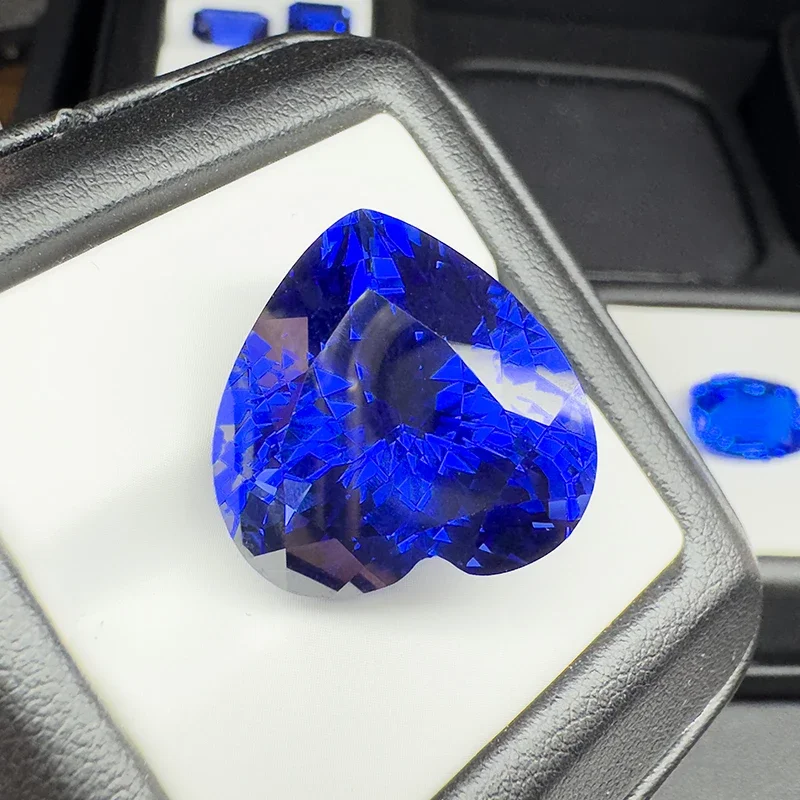 Lab Grown Sapphire Royal Blue Heart Cut 20x20mm 42.05ct VVS1 Gemstone for Diy Jewelry Making with AGL Certificate