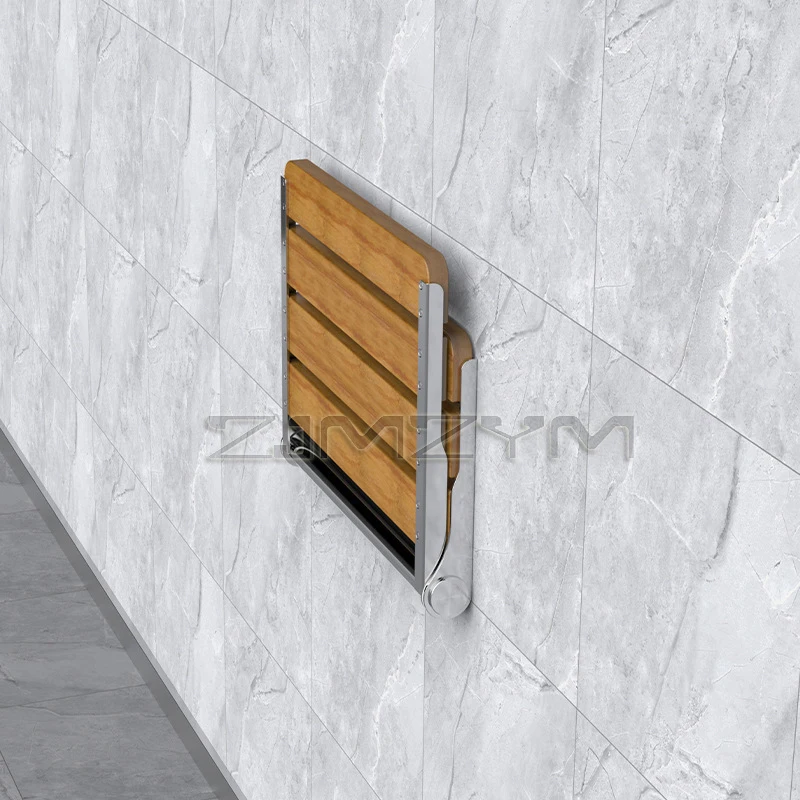 Wall Mounted Shower Seats Bathroom Folding Chair Shower Seat Stool Child Bath Stool Wooden Footstool for Bathing Saving Space 2