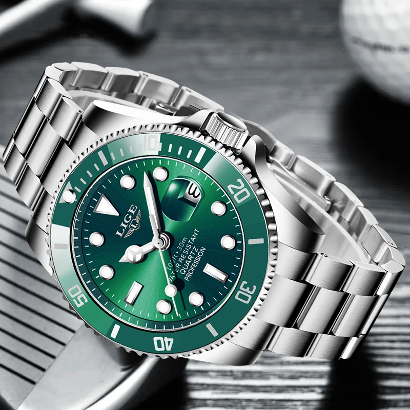 LIGE Mens Watches Fashion Military Sports Waterproof Men Quartz Wristwatch Top Brand Luxury Diver Watch Men Relogios Masculino
