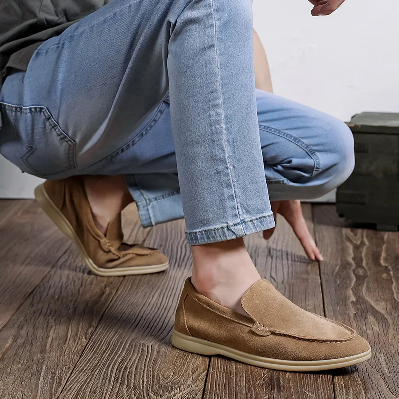 Men's Casual Shoes Cow Suede Genuine Leather Men Classic British Style Loafers Moccasins Mens Light Comfortable Driving Flats 3