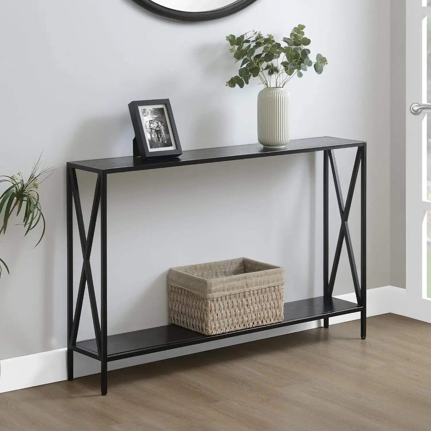 Tucson Console Table 47.25" - Modern Sofa Table with Storage Shelf, Entryway Hall Table for Living Room, Black