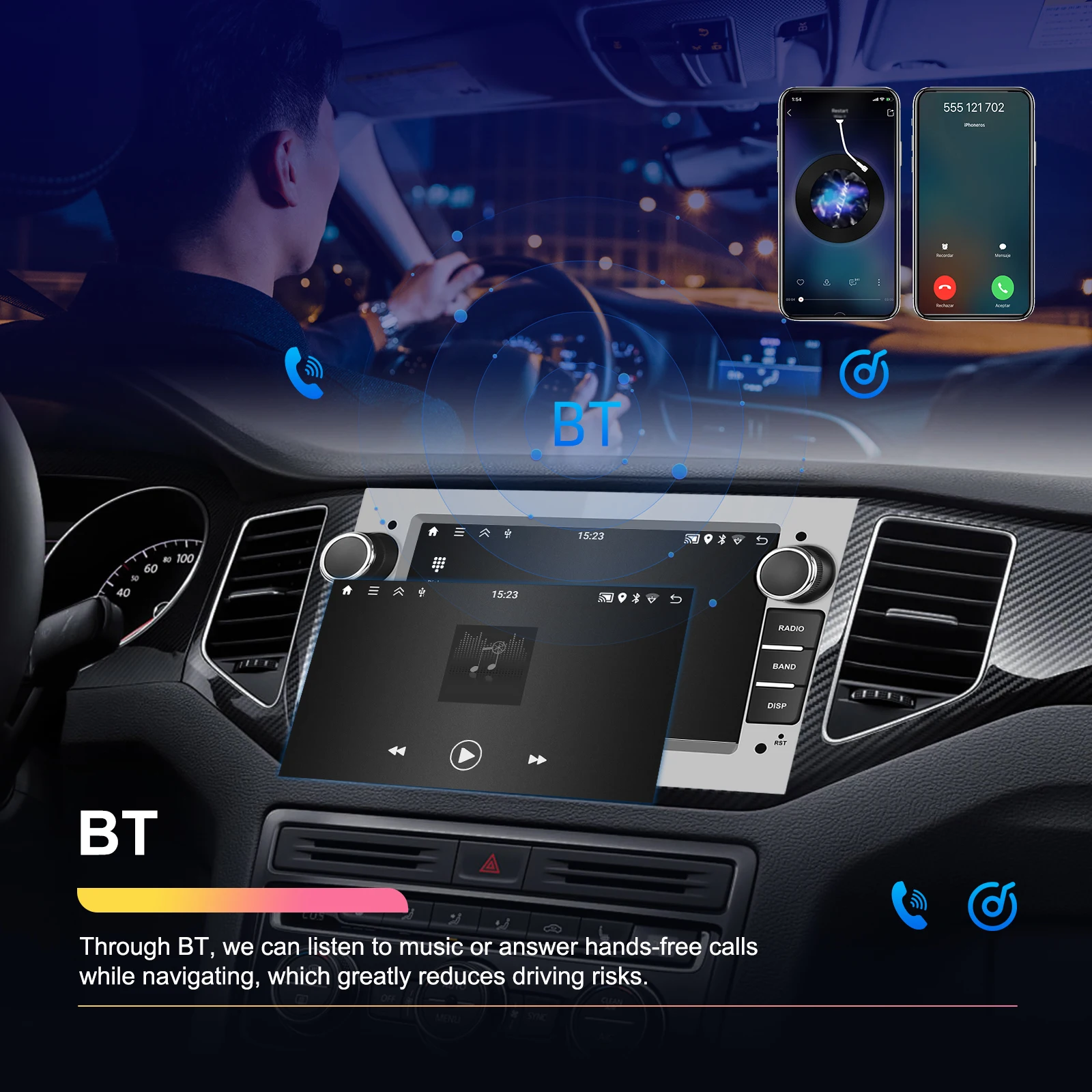 Radio Multimedia para Auto Podofo de 7 Pulgadas con CarPlay Inalámbrico y Android Auto, GPS para Opel Astra H J 2004, Vectra, Vauxhall Antara, Zafira, Corsa C D, Vivaro, Meriva, Veda 6