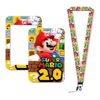 Hot Selling Game Mario Anime Cartoon Cute Frog Kawaii Student Campus Card Holder Lanyard Kids ID Badge Holder Card Sleeves 2
