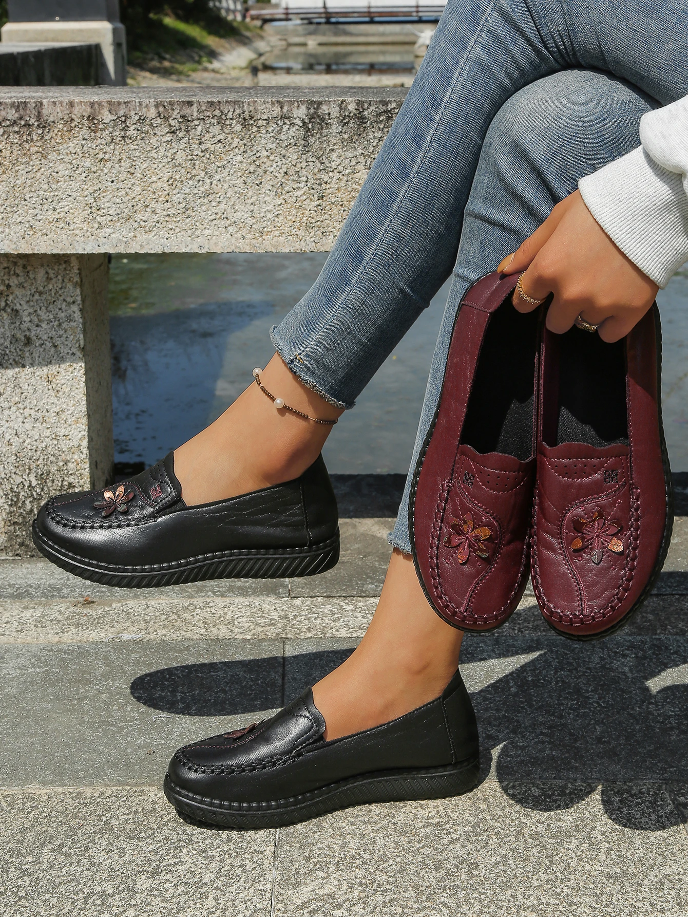 Damenschuhe Ultraleichte Polyurethan-Sohle Kunstleder-Schuhe Damen 2026 Sommer Damen-Einzelschuhe – Detail 5