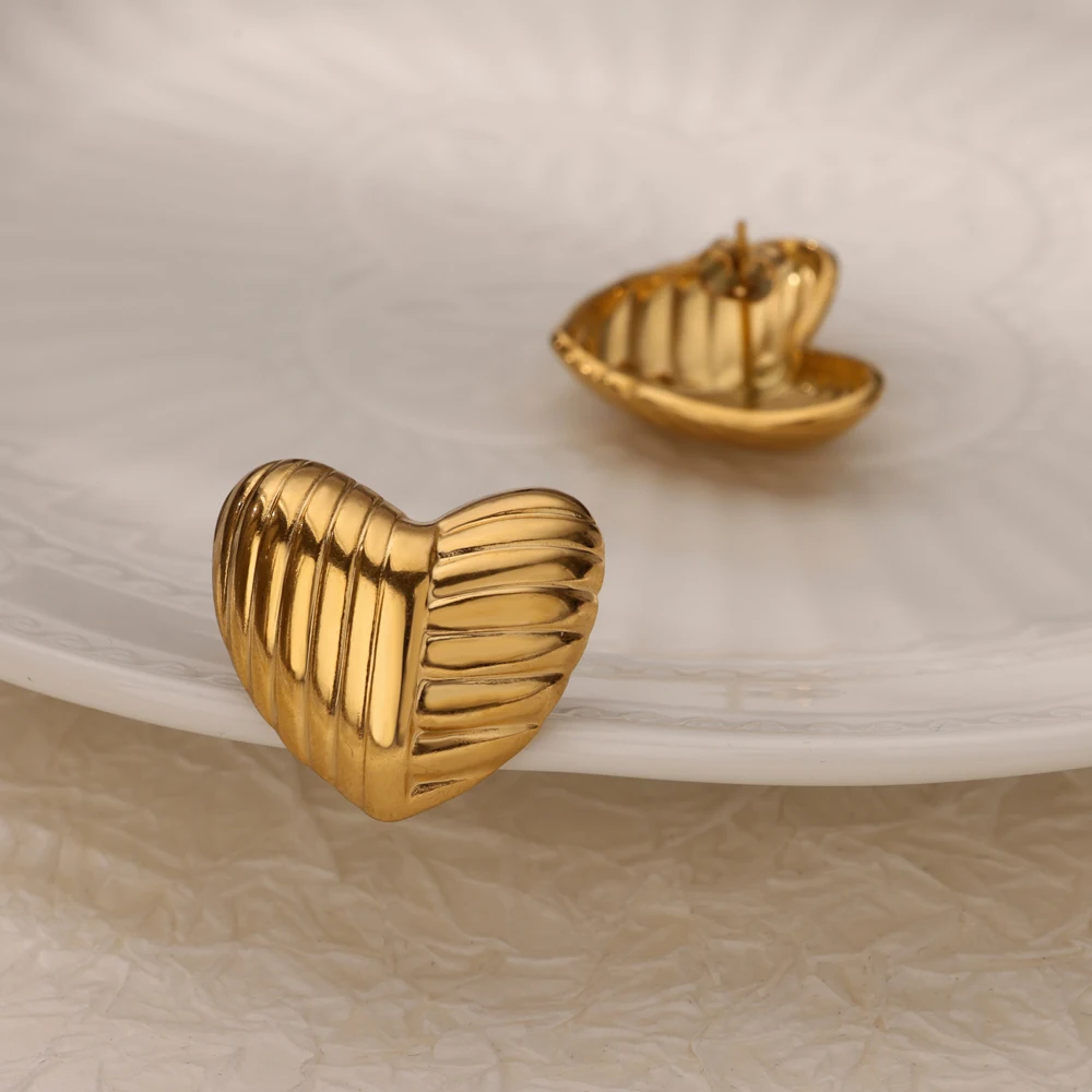 Heart Stainless Steel Stud Earrings for Women