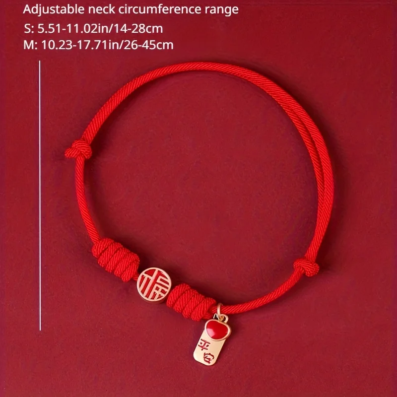 Chinese Style Pet Collar Adjustable Braided Red Rope, Suitable for Cats and Dogs Pet Collar, Neck Accessories for Cats and Dogs