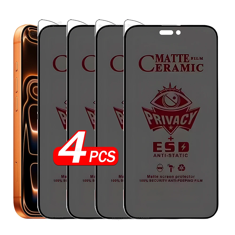 4-Piece Privacy Anti-Peeping Matte Ceramic Screen Protector Set