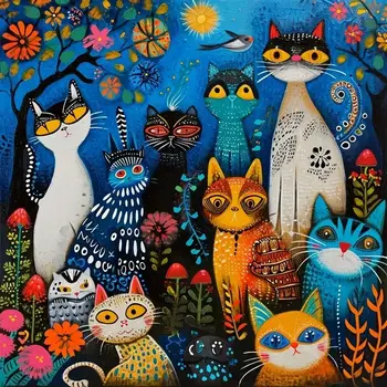 GATYZTORY New Diamond Painting Full Square&Round Colorful Cat 5d DIY Diamond Embroidery Decoration Home Art Kit