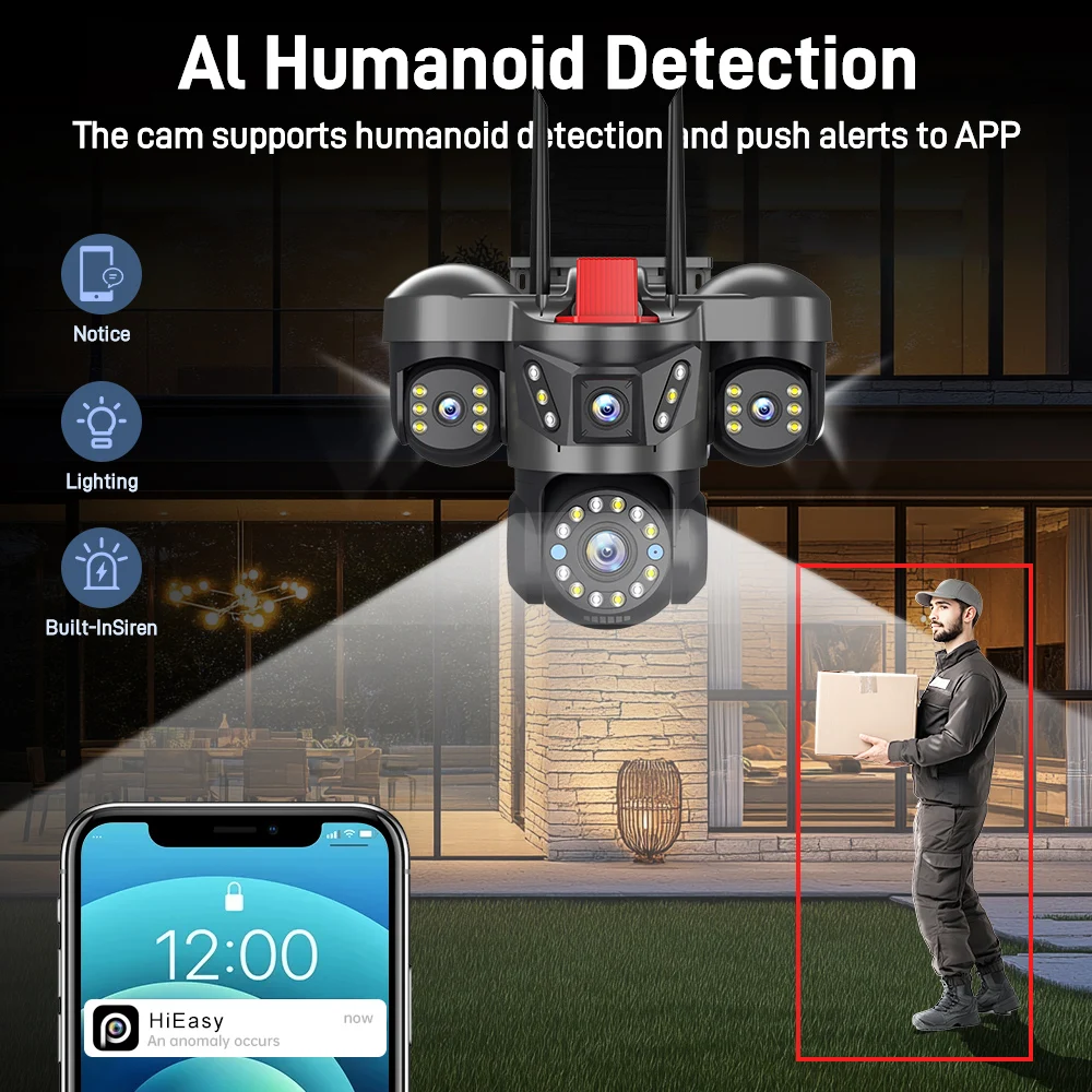 ANSVICAM 10K 20MP WiFi Wireless Camera UHD IP Outdoor Four Len Four Screen PTZ 1
