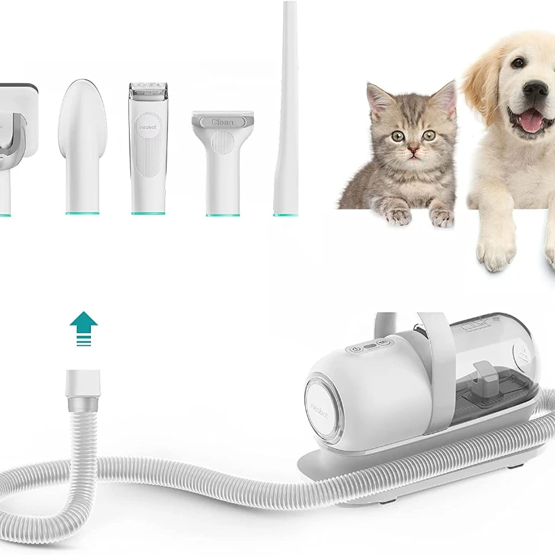 

Professional Pet Grooming Kit & Vacuum Suction 99% Pet Hair Grooming Clippers with 5 Proven Grooming Tools for Dogs Cats