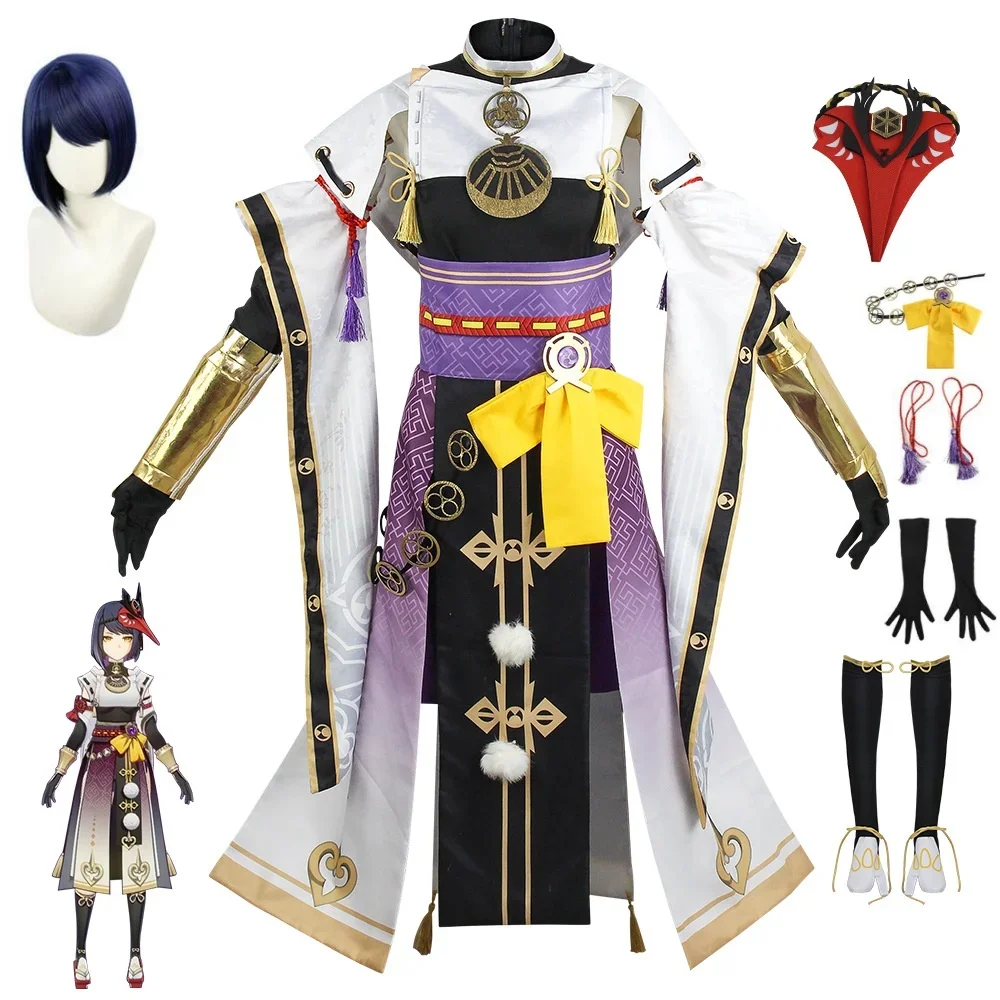 

Anime Game Genshin Impact Kujo Sara Cosplay Costume Wig Woman Uniform Accessories Suit Halloween Carnival Party Outfit