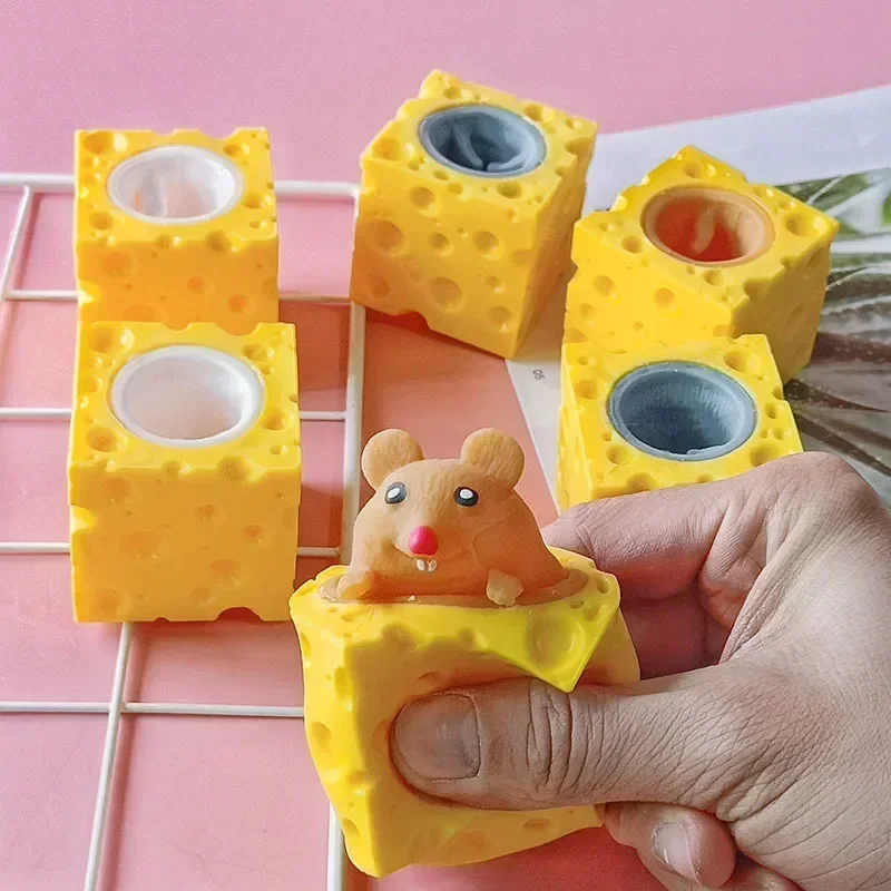 Stress-relieving Pet Cheese Mouse Cheese Pinch Fun Stress Ball Vent Squirrel Cup Prank Toy Antistress Toy Small Toys Fidget Toy 4