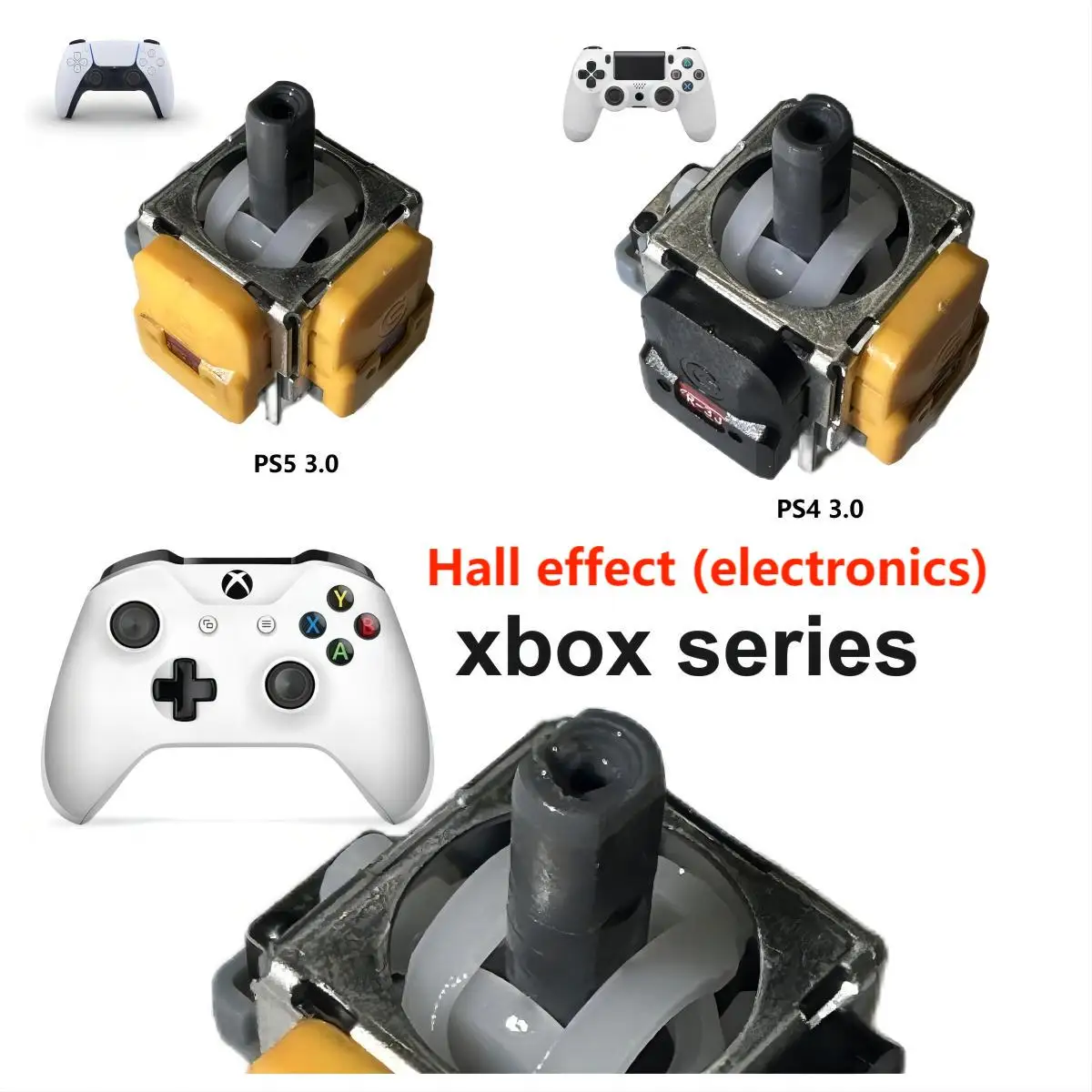 100pcs~10pcs For PS4 PS5 XBOX New Enhanced 3.0 Hall Effect Joystick Optimized Plate No Jitter Smaller Dead Zones No Drift