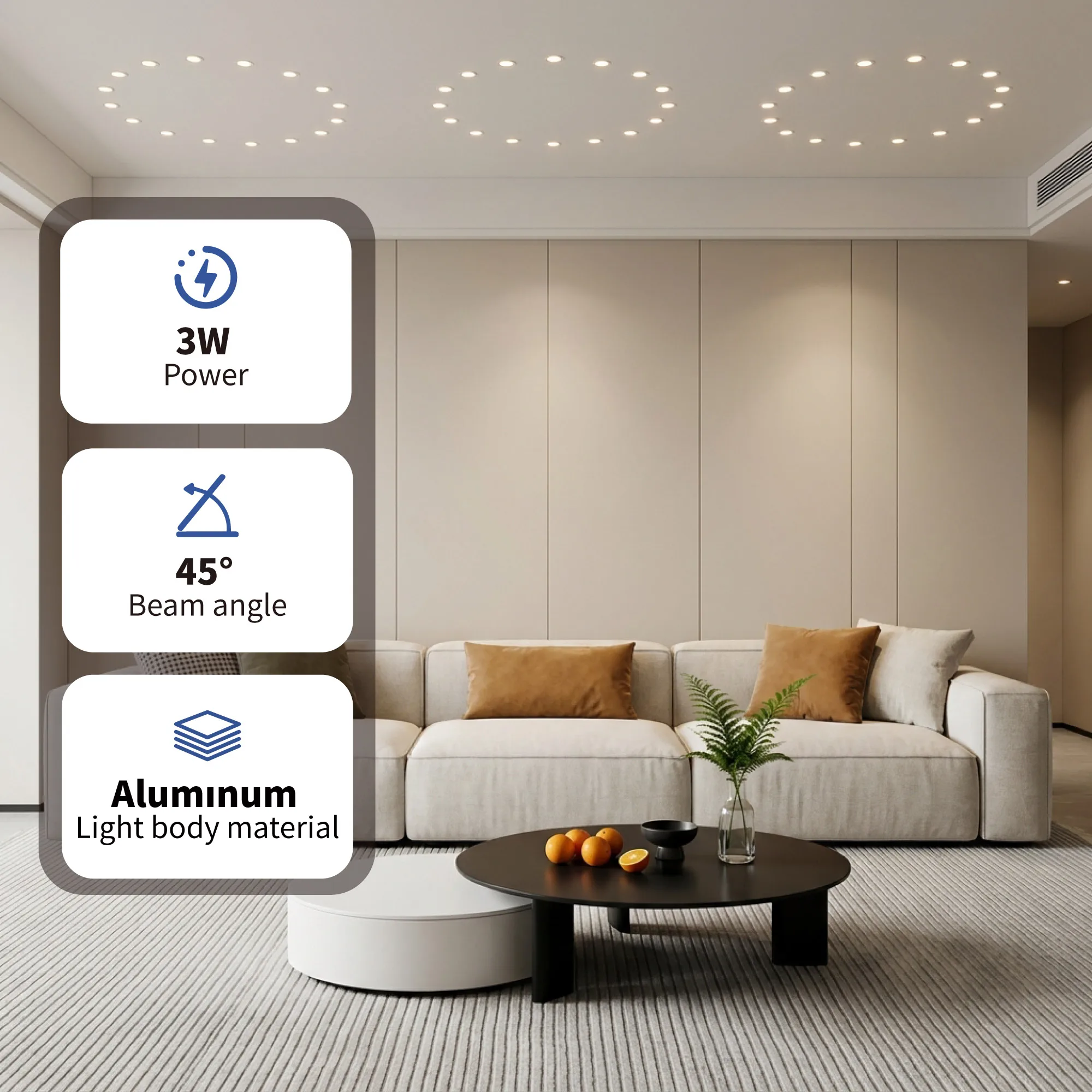 LED Spotlight Downlight - Indoor Ceiling Lighting for Room, Kitchen, Showcase, and Cabinet