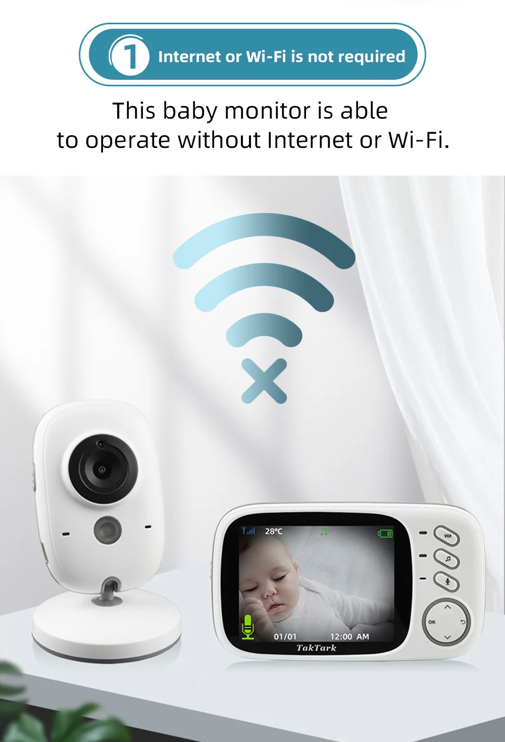 Se9a49661d3d14241b98baefebdadb209r 3.2 inch Wireless Video Color Baby Monitor High Resolution Baby Nanny Security Camera Night Vision Temperature Monitoring