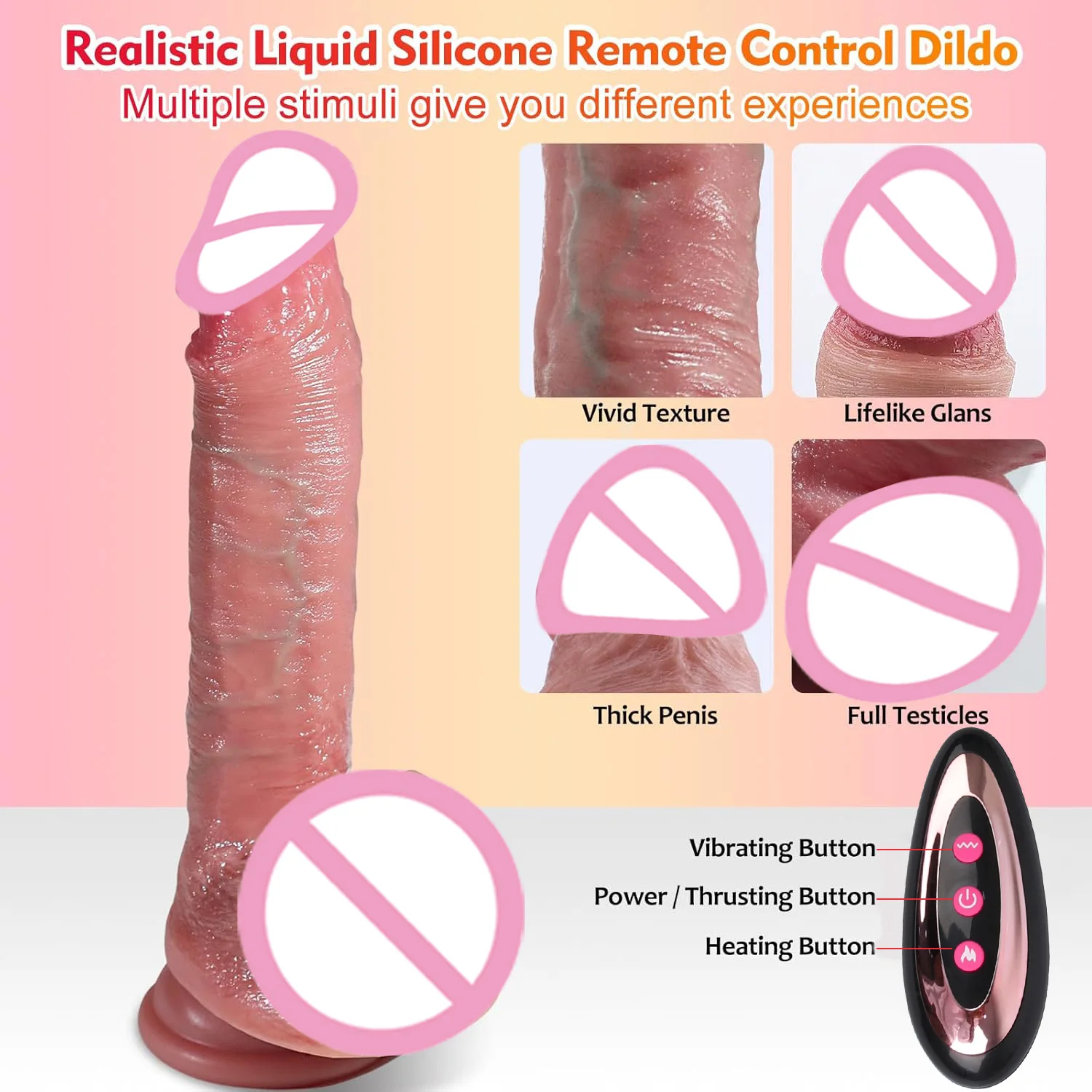 Realistic Thrusting Dildo Vibrator Adult Sex Toys for Women Silicone 8 inch Suction Cup Penis Anal G-spot Stimulator Couple Play 4