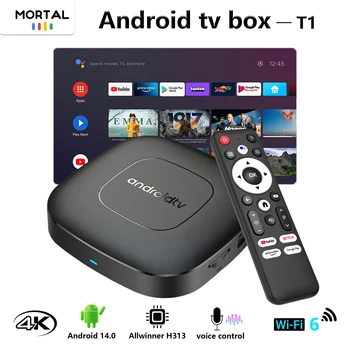 Mortal T1 WIFI6 Smart TV Box Android 14 AllwinnerH313 Home Theater 2G8G16G Bluetooth Support 4K Free & Live TV Set Top Box