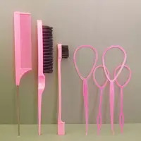 Ensemble de boucles de coiffure pour tout-petits, Topsy Rat Pony Tail Edge Peigne, Outils, Brosse à bord tressé, Accessoires de coiffure pour enfants, Femmes, Bol 1
