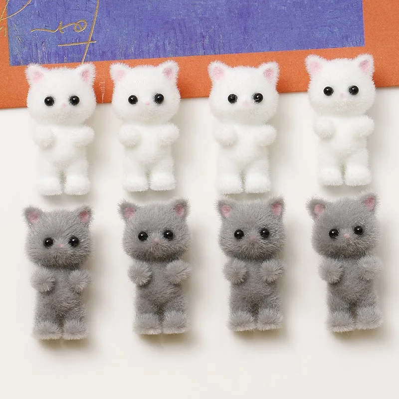 Winter style 30pcs/lot color print fluffy effect animals cartoon cats shape acrylic beads diy jewelry earring/garment accessory