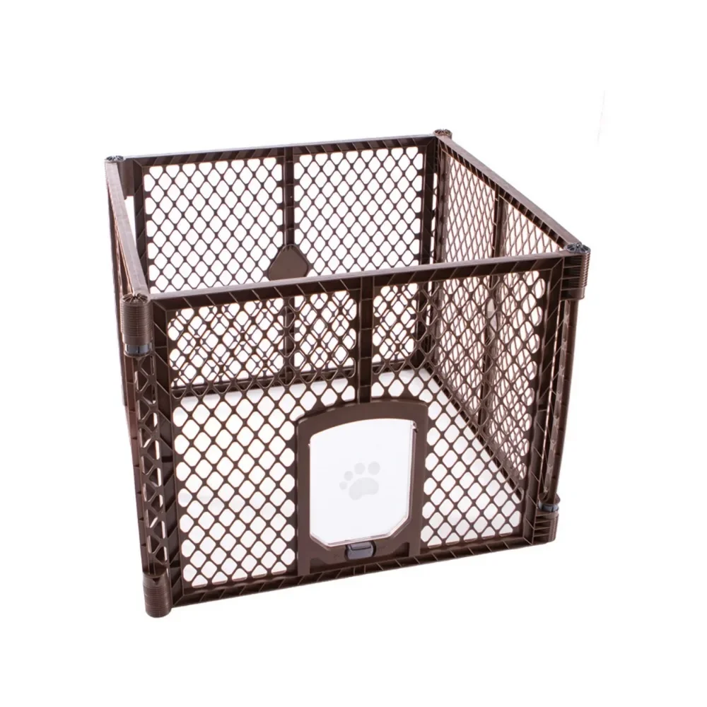 

North States MyPet Petyard Passage 4 Panel Plastic Dog Playpen, Indoor Outdoor, Brown